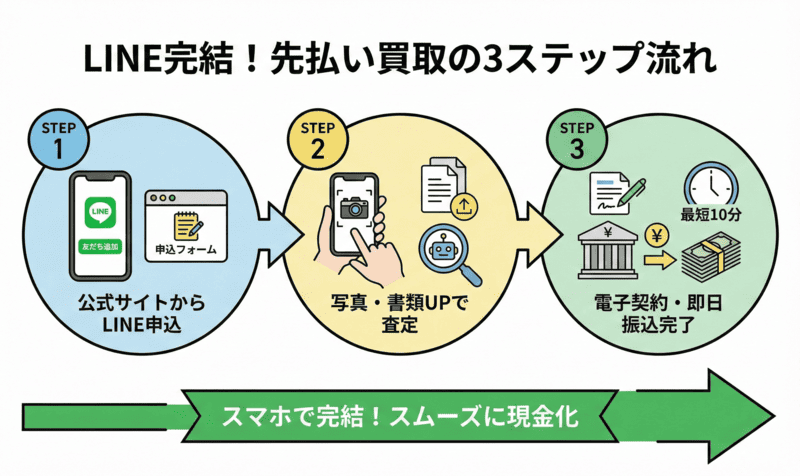 申し込みから入金まで！先払い買取のLINE完結手順