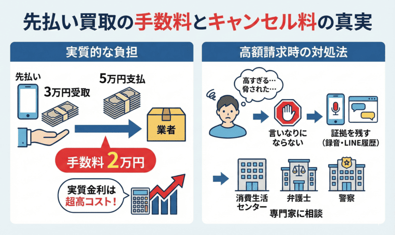 先払い買取おすすめ業者の手数料とキャンセル料の真実