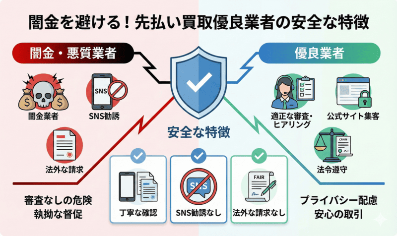 闇金を避ける！先払い買取の優良業者が持つ安全な特徴