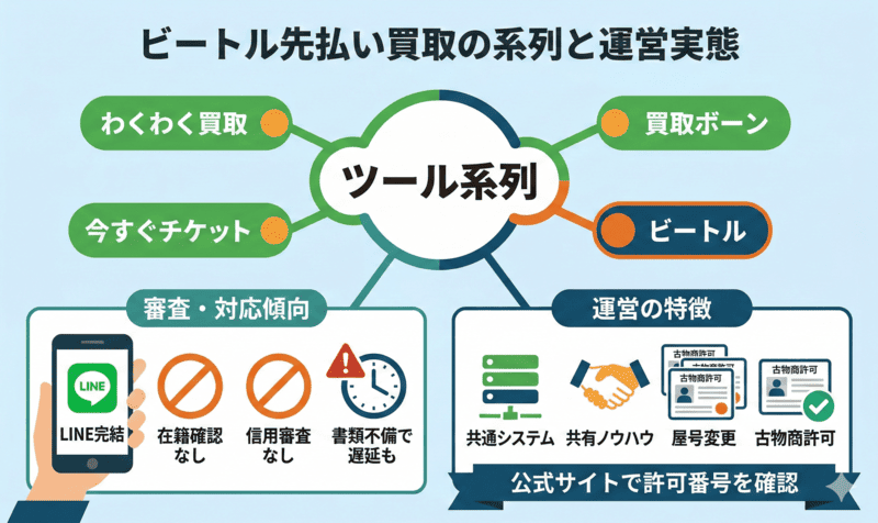 ビートルの先払い買取はどこの系列？運営実態を解説