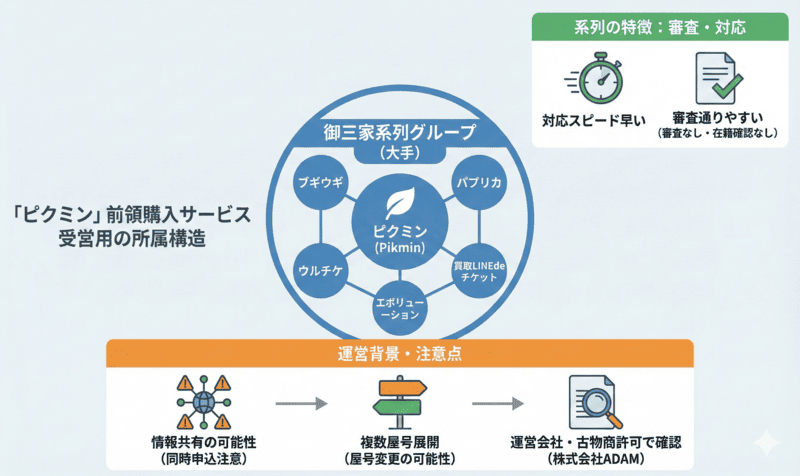 ピクミン先払い買取の系列情報と運営背景