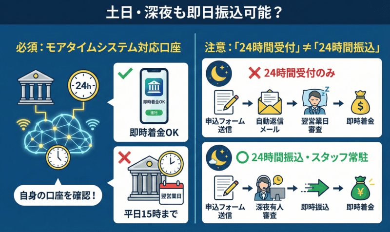 土日・深夜も先払い買取の爆速系は振込可能？