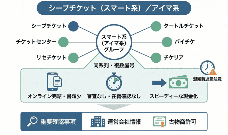 シープチケットの先払い買取の系列と運営体制について