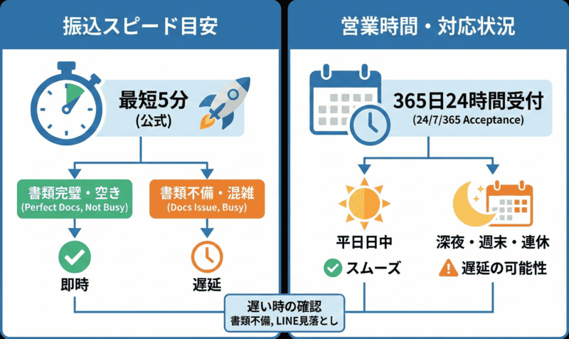 シープチケットの先払い買取における振込スピードと営業時間帯
