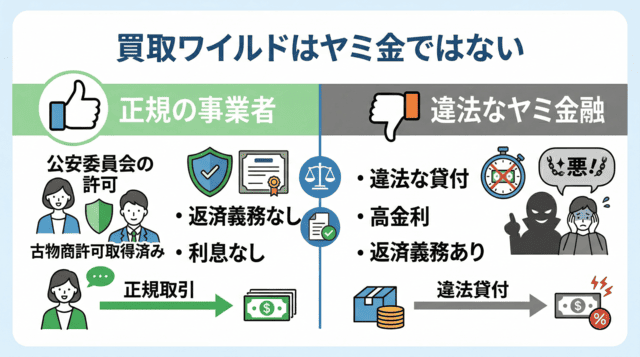買取ワイルド先払い買取はヤミ金ではない理由